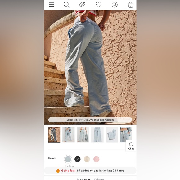 Aerie Me Day Tie Waist Pant Ice Blue Wide Leg New - Picture 2 of 5